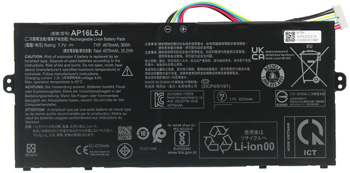 Reemplazo de Batería para ordenador portátil para ACER AP16L5J Recambio de Batería para ordenador portátil ACER AP16L5J